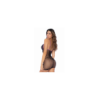 Nuisette en résille ajourée noire et violette 